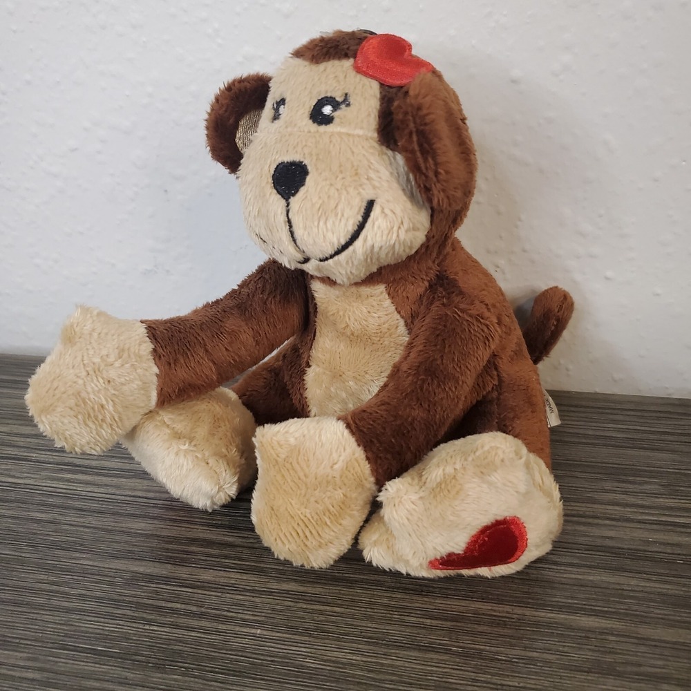 GMA Accessories Brown Monkey Girl Plush Heart Patch On Head, Feet 5.5'‎ Stuffed